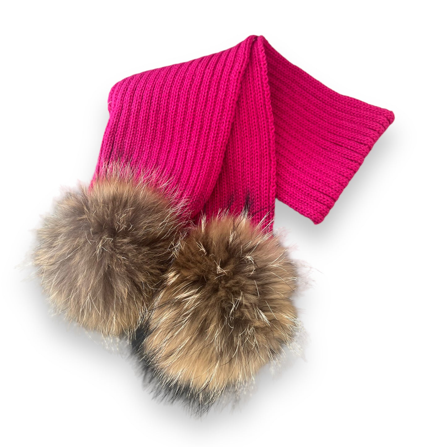 Fuchsia Knit Real Fur Scarf