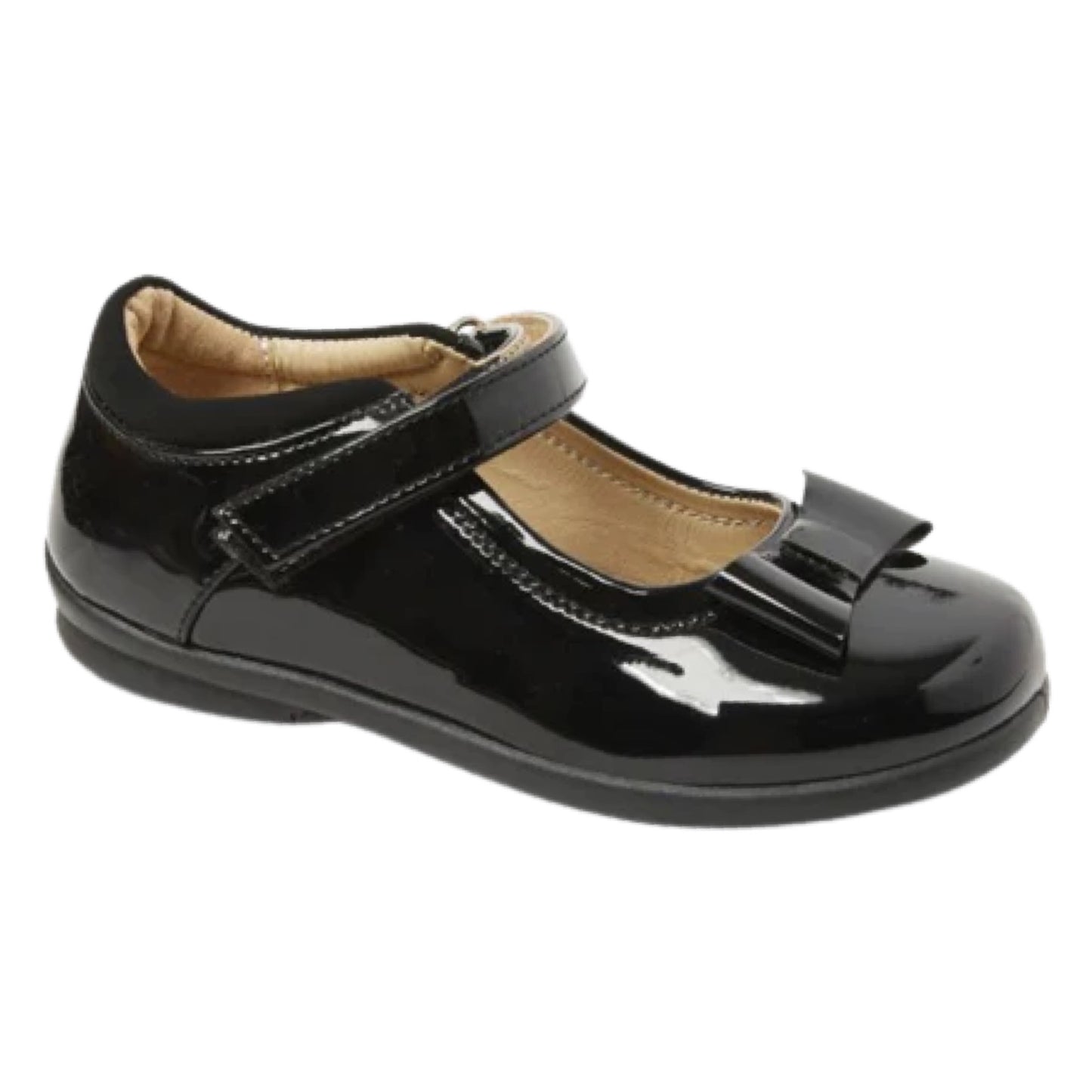 Girls Black Bow Patent School Shoes