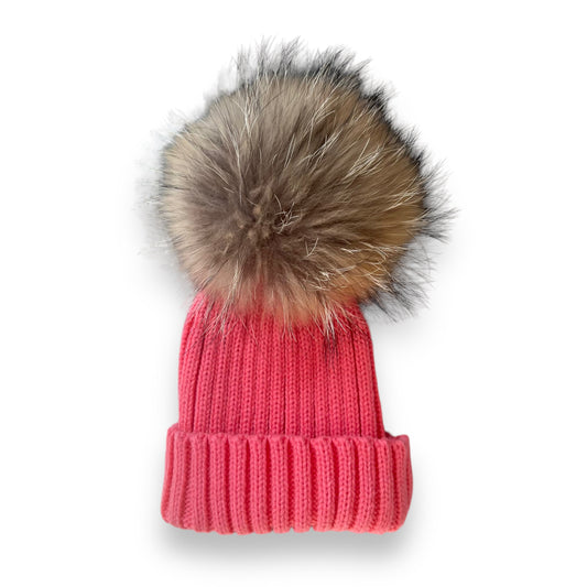 Coral Knit Real Fur Hat