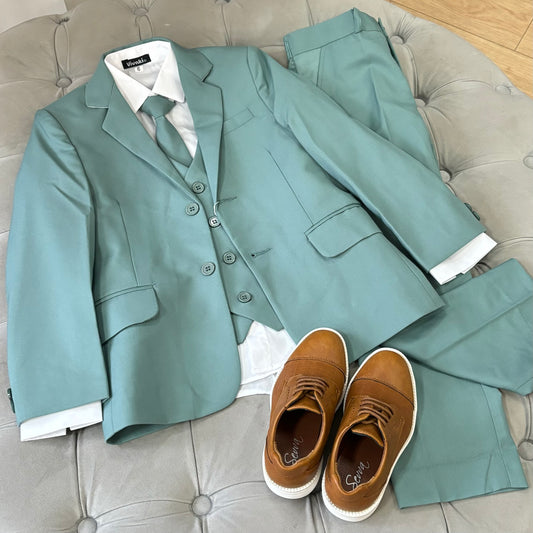 Boys Sage Green 5 Piece Occasion Suit