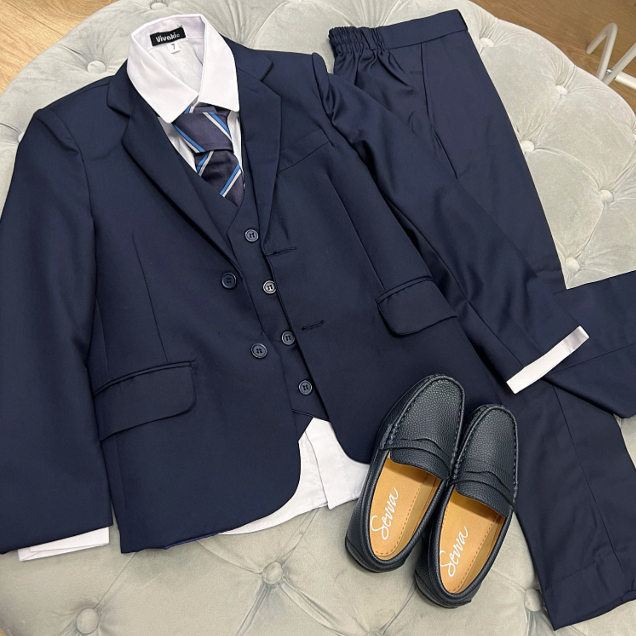 Boys Navy 5 Piece Suit