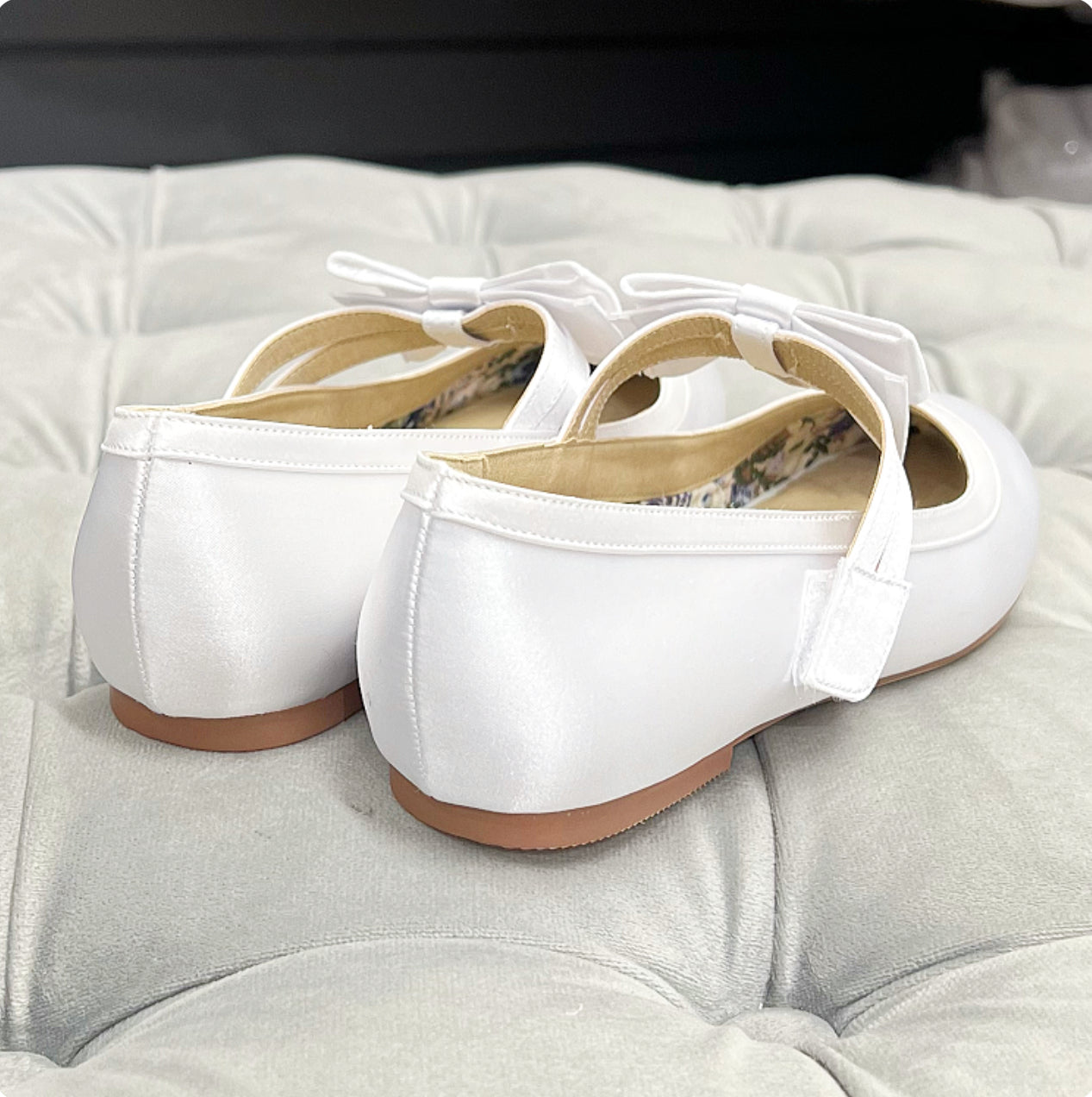 Rosie White Satin Bow Shoes