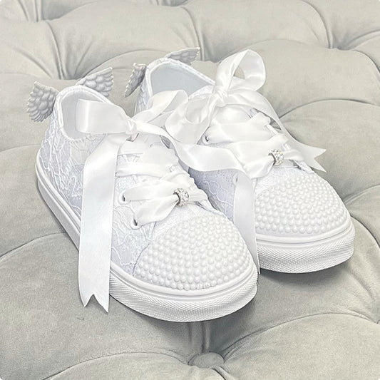 Ariel White Low Top Lace Wing Trainers