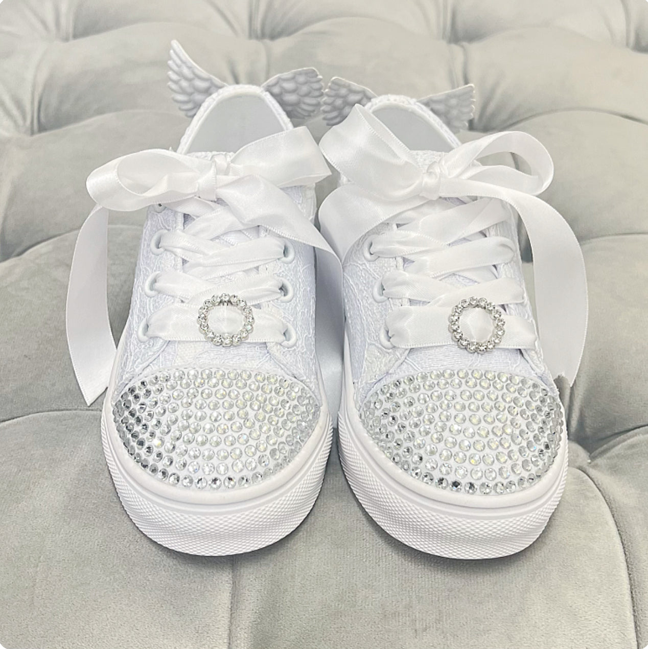 Elsa White Low Top Lace Wing Trainers